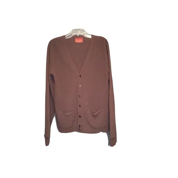 Vintage Sears Kings Road Shop Sweater Mens L Large Brown Cardigan Orlon Acrylic - Picture 1 of 6